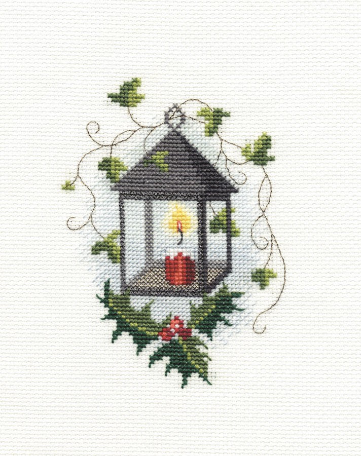 Lantern Cross Stitch Christmas Card Kit by Derwentwater Designs