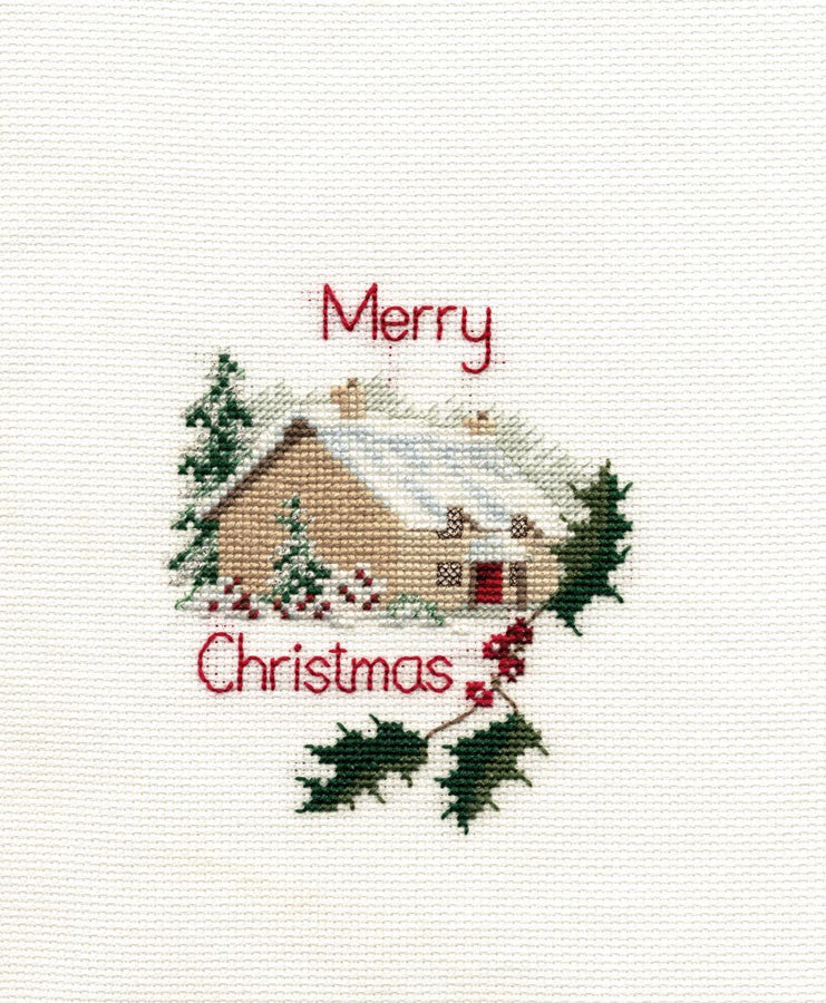 Christmas Cottage Cross Stitch Christmas Card Kit by Derwentwater Designs