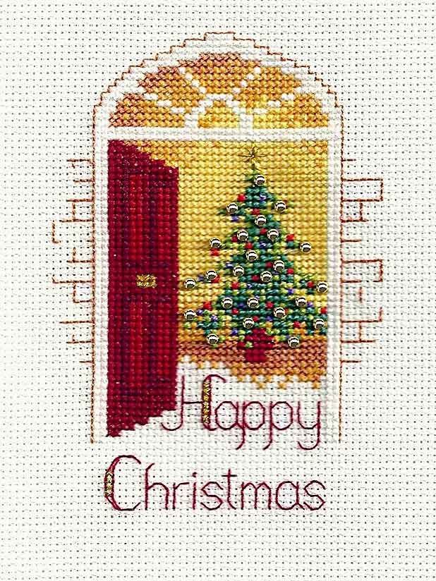 Warm Welcome Cross Stitch Christmas Card Kit by Derwentwater Designs