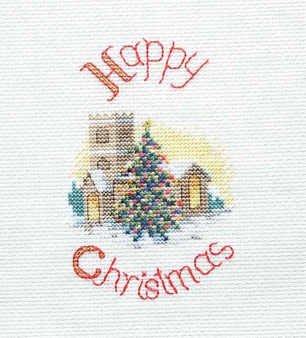 Midnight Mass Cross Stitch Christmas Card Kit by Derwentwater Designs