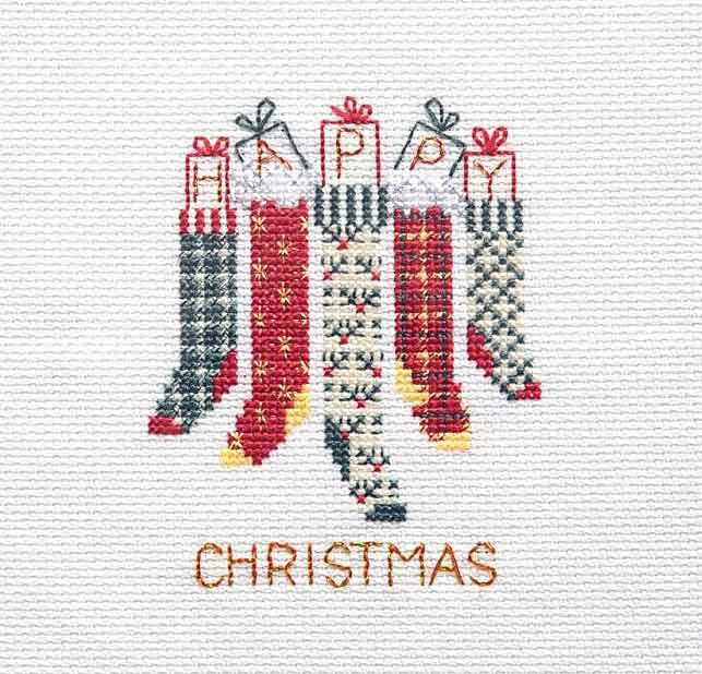 Christmas Stockings Cross Stitch Christmas Card Kit by Derwentwater Designs