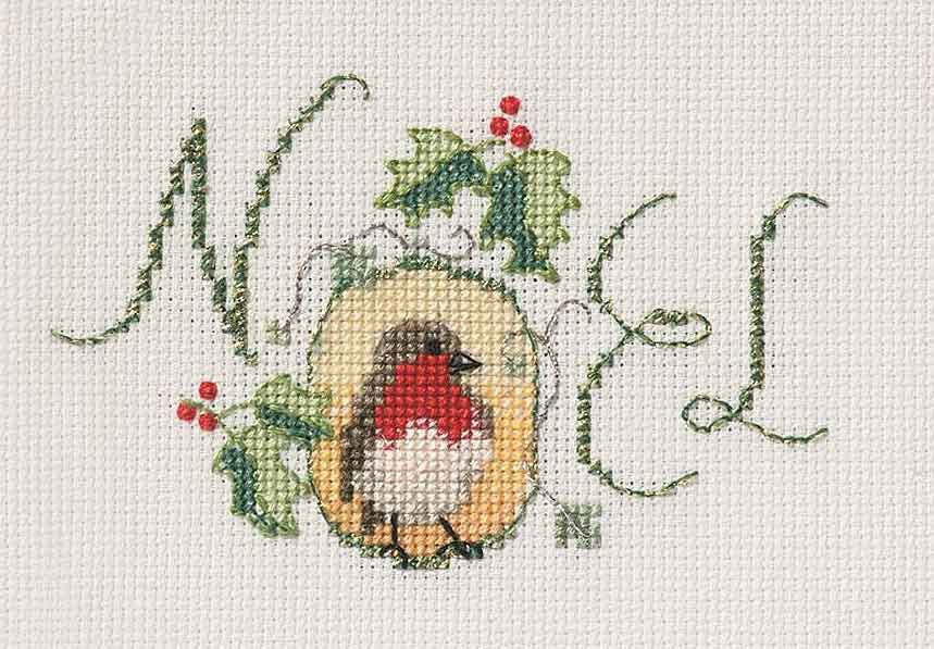 Noel Robin Cross Stitch Christmas Card Kit by Derwentwater Designs
