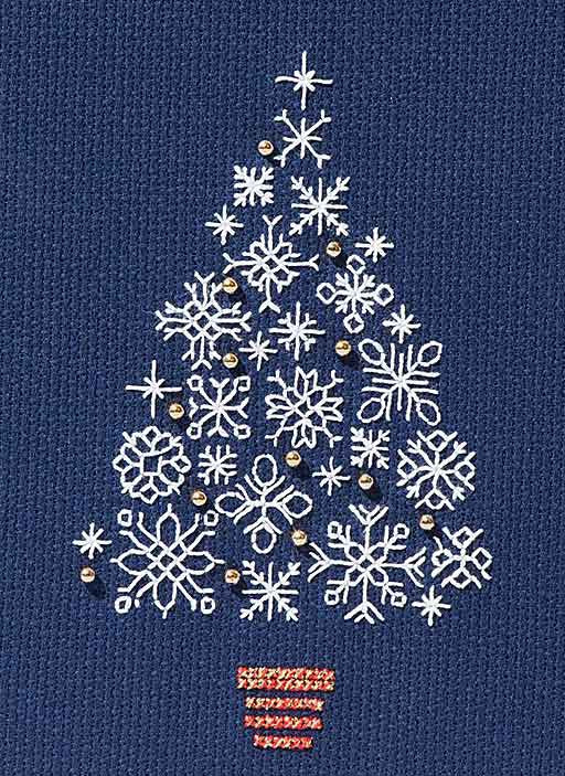 Snowflake Tree Cross Stitch Christmas Card Kit by Derwentwater Designs
