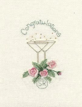 Roses and Champagne Cross Stitch Card Kit by Derwentwater Designs