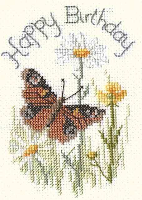 Butterfly and Daisies Cross Stitch Card Kit by Derwentwater Designs