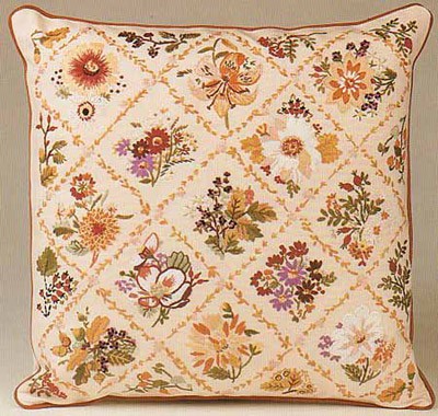 Autumn Trellis Embroidery Cushion Front Kit by Design Perfection