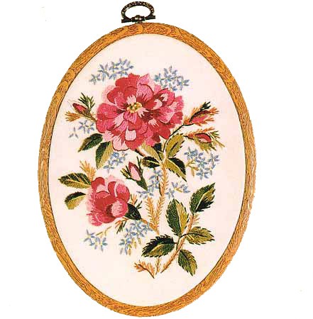 Old Moss Rose Embroidery Kit by Design Perfection