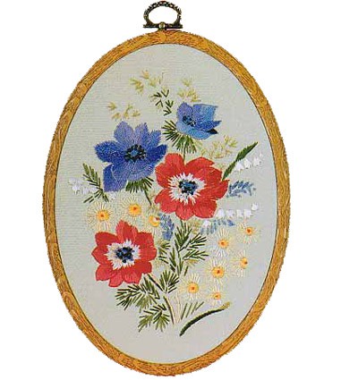 Anemones Oval Embroidery Kit by Design Perfection