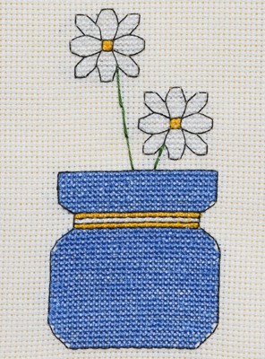 Daisy Vase Cross Stitch Card Kit by September Cottage Crafts