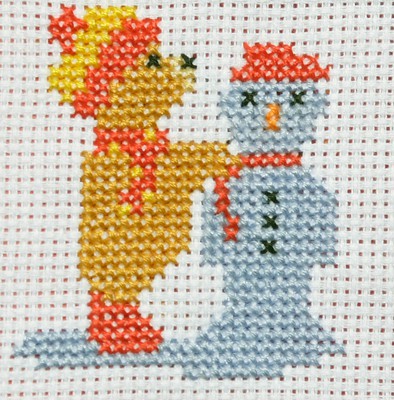 Building a Snowman Cross Stitch Christmas Card Kit by September Cottage Crafts