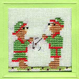 Playing Conkers Cross Stitch Card Kit by September Cottage Crafts