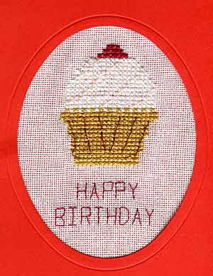 Cupcake Cross Stitch Card Kit by September Cottage Crafts