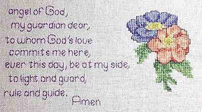 Guardian Angel Prayer Cross Stitch Chart by September Cottage Crafts