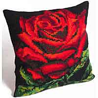 Damask Rose Printed Cross Stitch Cushion Kit by Collection D'Art