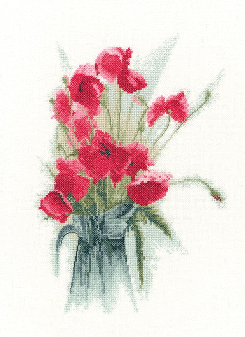 Jug of Poppies Cross Stitch Kit by Heritage Crafts