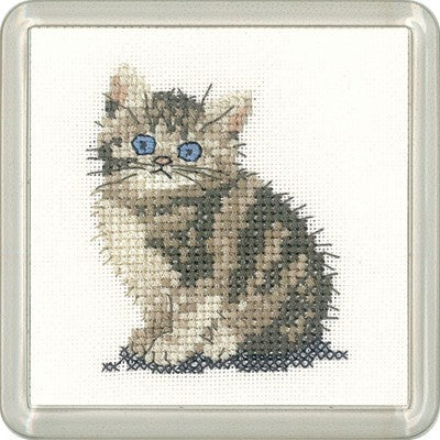 Tabby Kitten Cross Stitch Coaster Kit by Heritage Crafts