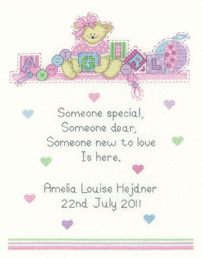 Baby Girl Cross Stitch Kit by Heritage Crafts