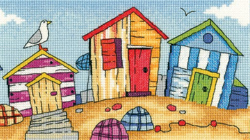 Beach Huts Cross Stitch Kit by Heritage Crafts