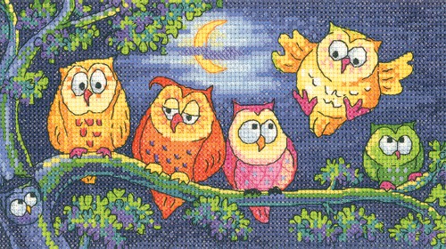 A Hoot of Owls Cross Stitch Kit by Heritage Crafts