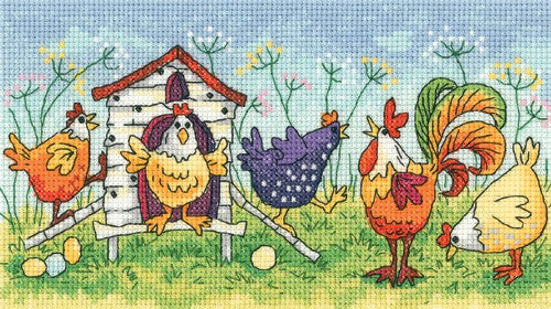 Happy Hens Cross Stitch Kit by Heritage Crafts