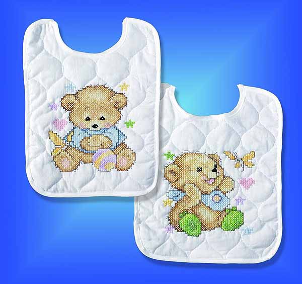 Baby Bears Printed Cross Stitch Bibs Kit By Design Works