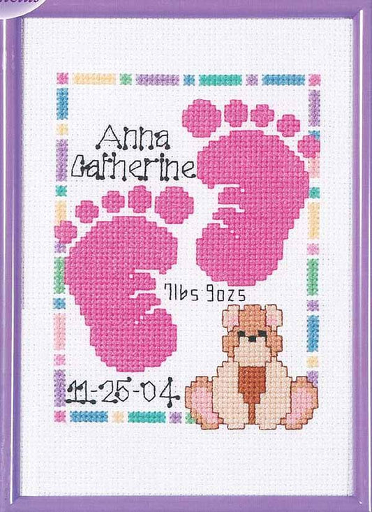 Baby Footprints Birth Sampler Cross Stitch Kit by Janlynn