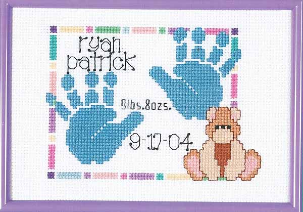 Baby Handprints Birth Sampler Cross Stitch Kit by Janlynn