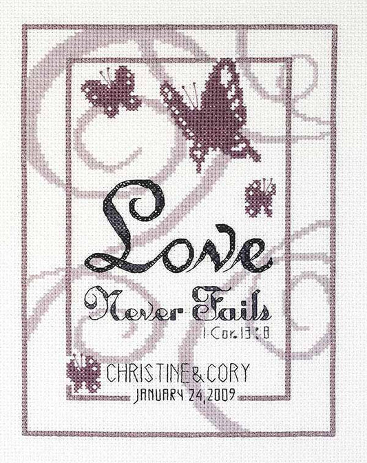 Love Never Fails Wedding Sampler Cross Stitch Kit by Janlynn