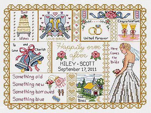 Wedding Collage Wedding Sampler Cross Stitch Kit by Janlynn