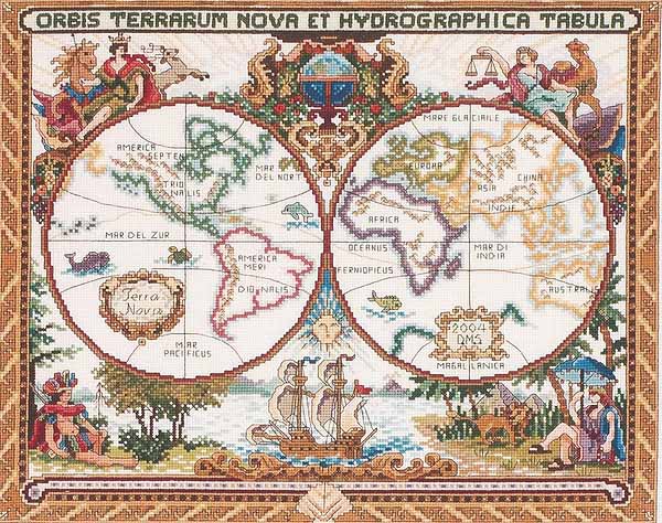 Olde World Map Cross Stitch Kit by Janlynn