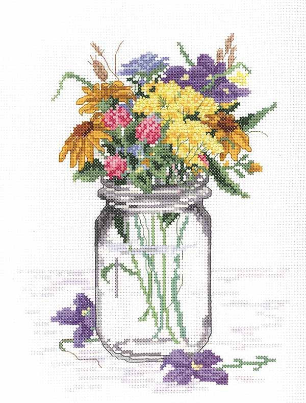 Wildflower Jar Cross Stitch Kit by Janlynn