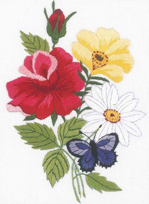 Butterfly and Floral Embroidery Kit by Janlynn