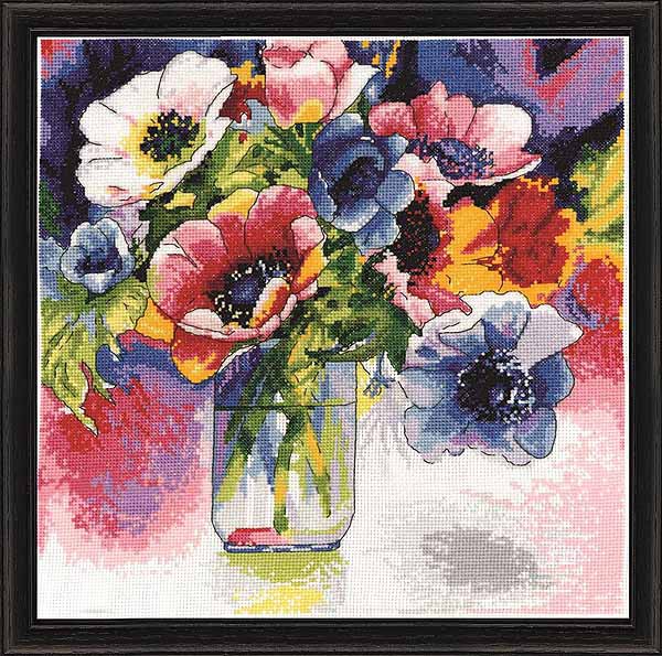 Watercolour Anemones Cross Stitch Kit by Design Works