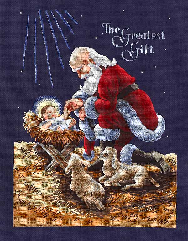 Kneeling Santa Cross Stitch Kit by Janlynn