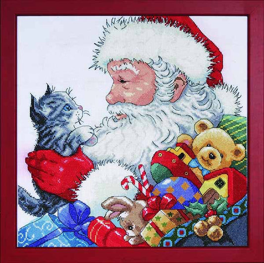 Santa with Kitten Cross Stitch Kit by Design Works