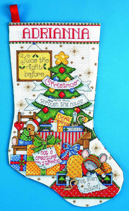 Sleepy Mouse Christmas Stocking Cross Stitch Kit by Design Works