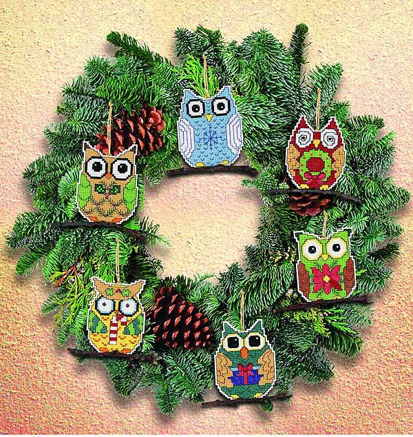 Owl Ornaments Cross Stitch Kit by Janlynn
