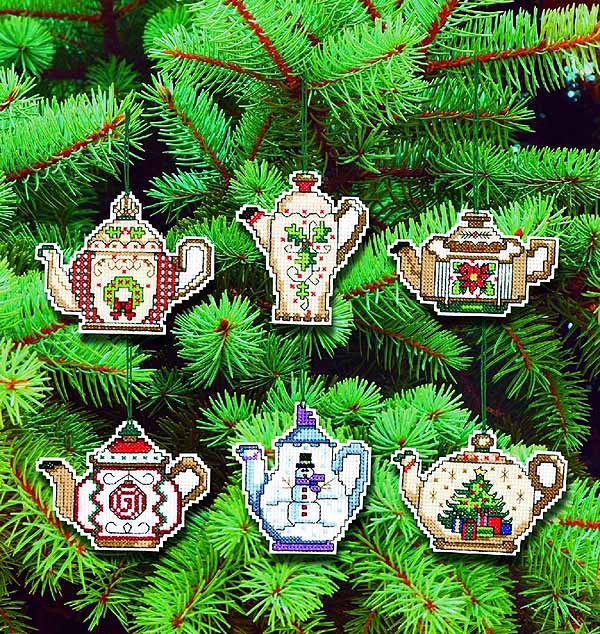 Christmas Teapot Ornaments Cross Stitch Kit by Janlynn