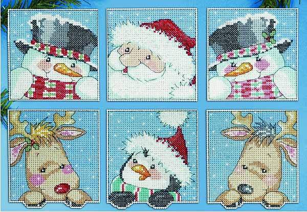 Funny Friend Squares Ornaments Cross Stitch Kit by Design Works