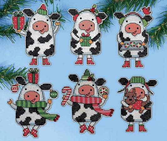 Christmas Cows Ornaments Cross Stitch Kit by Design Works
