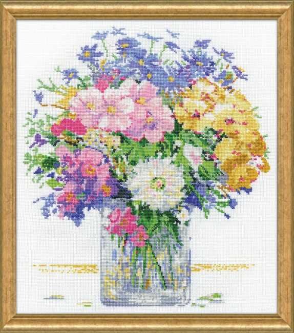 Pastel Floral Cross Stitch Kit by Design Works