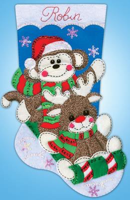 Sock Monkey Christmas Stocking Felt Applique Kit by Design Works