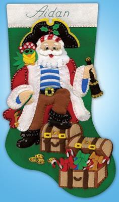 Pirate Santa Christmas Stocking Felt Applique Kit by Design Works