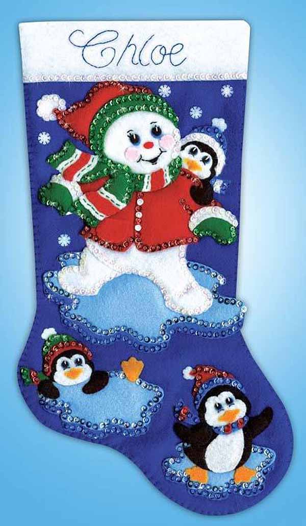 Snow Friends Christmas Stocking Felt Applique Kit by Design Works