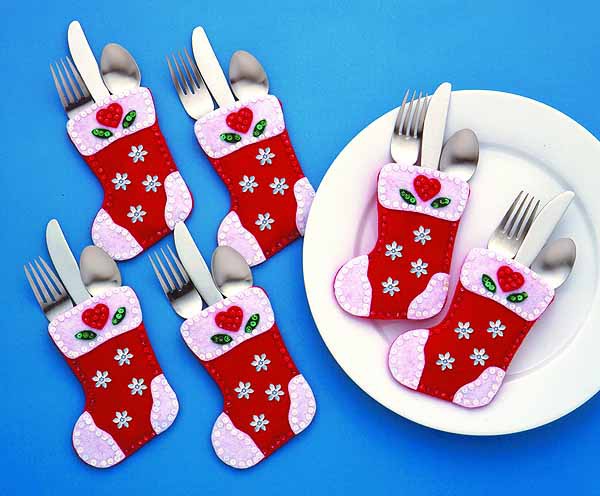 Christmas Stockings Silverware Pockets Felt Applique Kit by Design Works