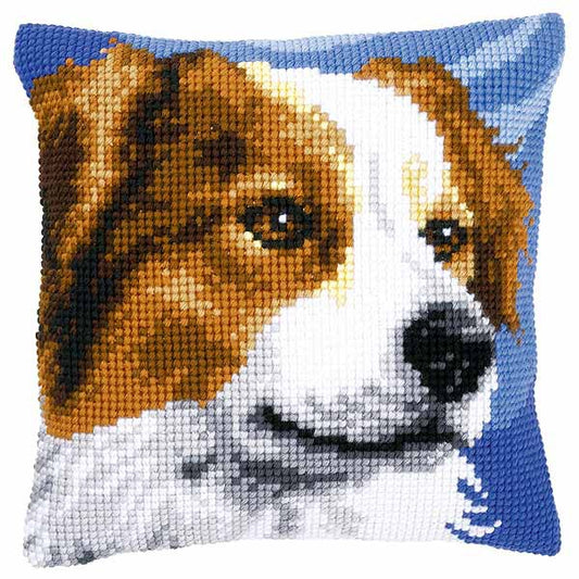 Border Collie Printed Cross Stitch Cushion Kit by Vervaco