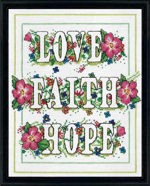 Love Faith Hope Cross Stitch Kit by Design Works