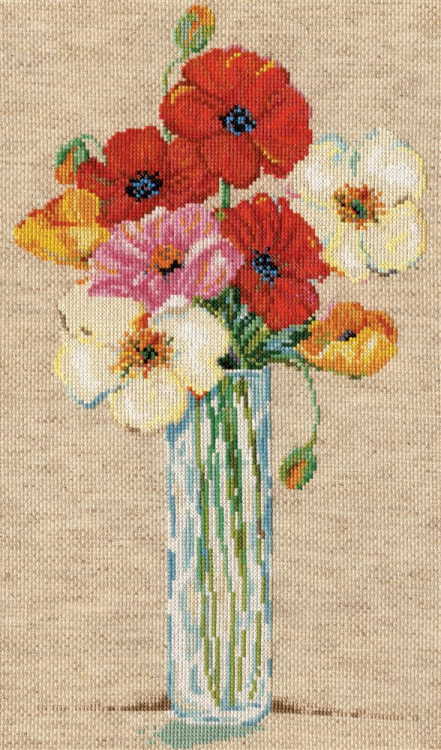 Poppy Vase Cross Stitch Kit by Design Works