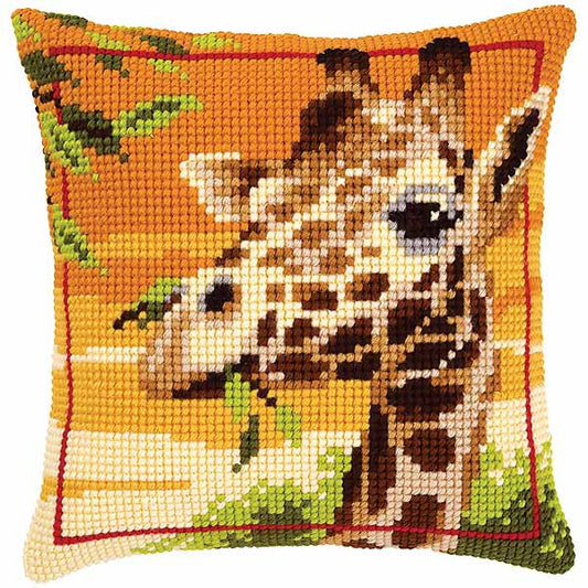 Giraffe Printed Cross Stitch Cushion Kit by Vervaco