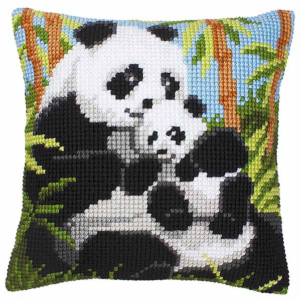 Panda Printed Cross Stitch Cushion Kit by Vervaco